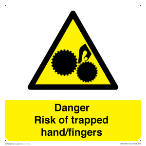 Danger Risk of trapped hand/fingers
